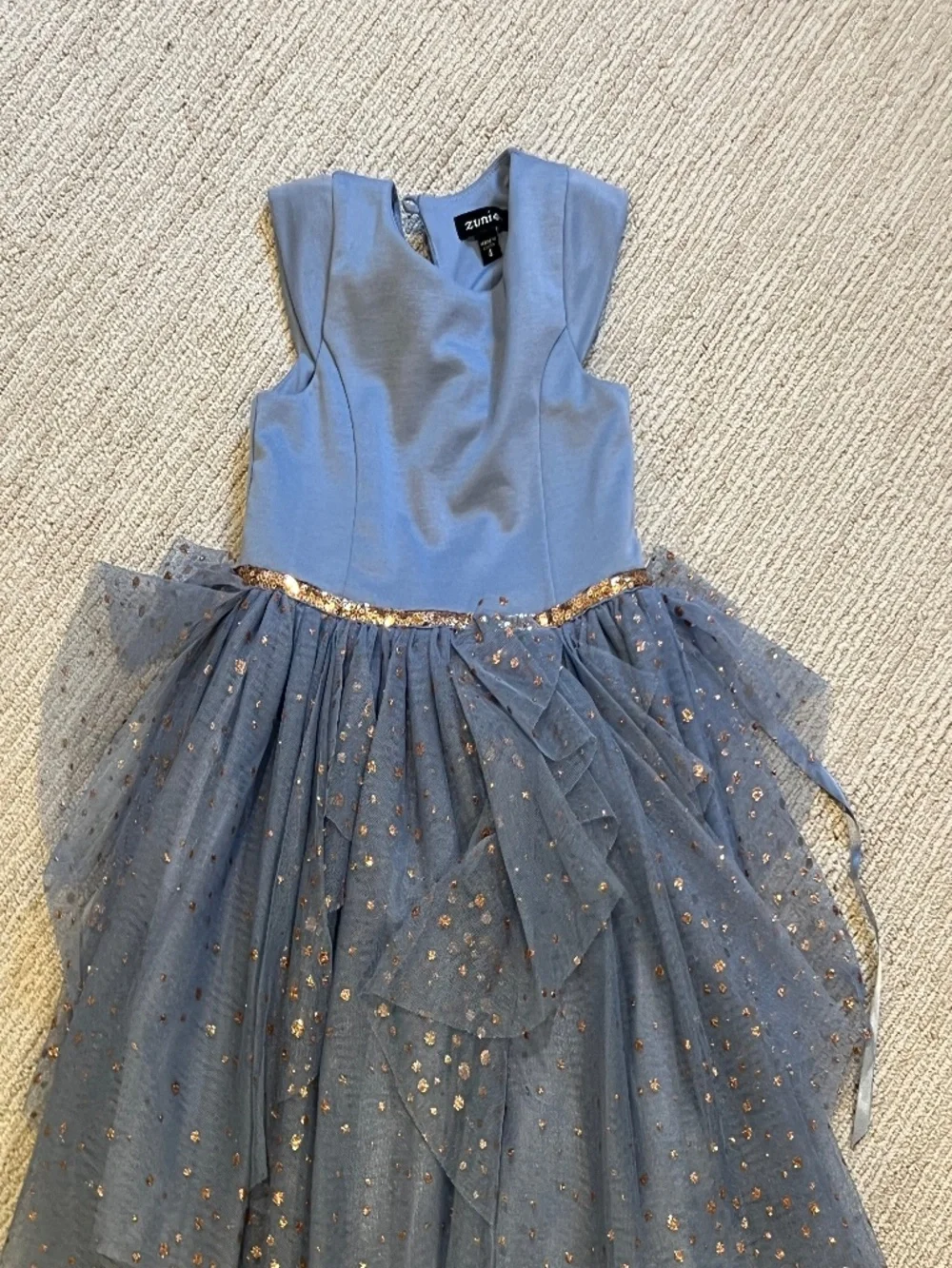 Zunie Girls Light Blue and Rose Gold Formal Dress - Size 4